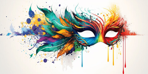 Venetian mask carnival colorful splash art. Generative AI	