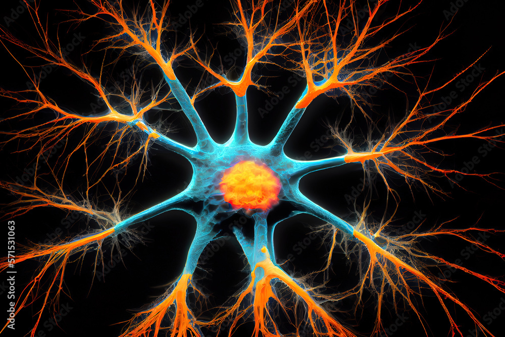 Poster full frame shot of neuron cell. generative ai
