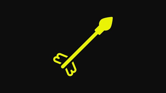 Yellow Medieval arrows icon isolated on black background. Medieval weapon. 4K Video motion graphic animation