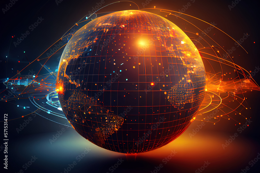 Poster global data web communication network in cyberspace. generative ai