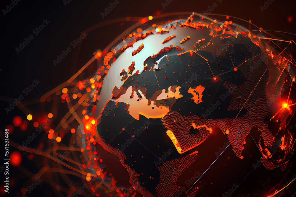 Poster global data web communication network in cyberspace. generative ai