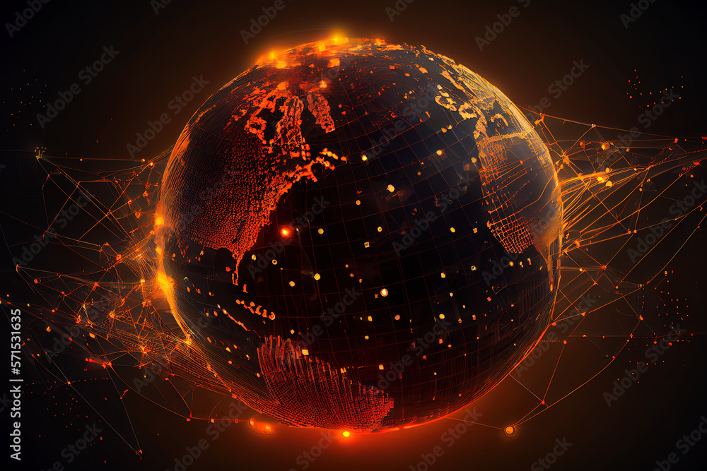 Poster global data web communication network in cyberspace. generative ai