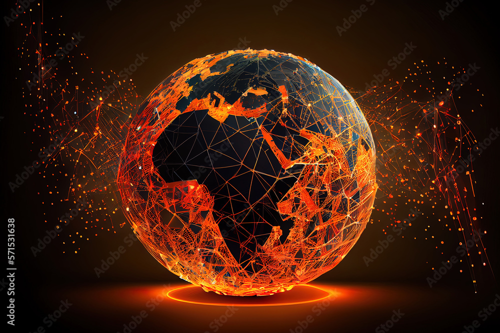 Aufkleber global data web communication network in cyberspace. generative ai