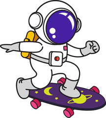 cute astronaut, cartoon vector icon, space, flat cartoon style