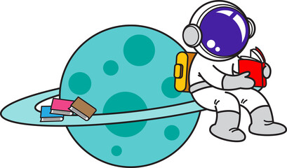 cute astronaut, cartoon vector icon, space, flat cartoon style