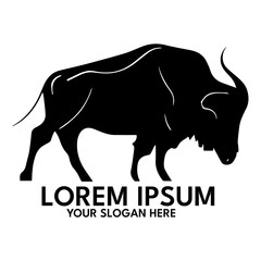 Buffalo silhouette, logo style vector illustration