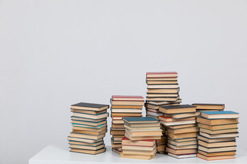 many books stack for studying at college university institute of science