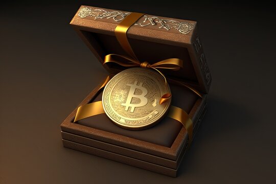 a gold coin gift. the idea of a bonus in bitcoin or a draw. Generative AI
