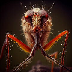 macro image of mosquito drinking blood..