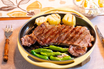 Homemade Sirloin steak on table