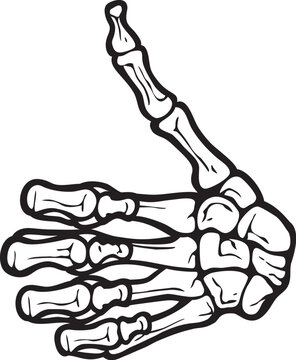 Skeleton Hand Gesture Thumb Up. OK gesture.