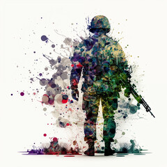 Illustration of Army with Infinite Colors, AI Generated Vector illustration on white background