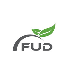 FUD letter nature logo design on white background. FUD creative initials letter leaf logo concept. FUD letter design.

