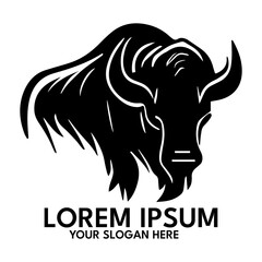 Buffalo silhouette, logo style vector illustration