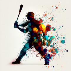 Fototapeta na wymiar Illustration of Baseball Player with Infinite Colors, AI Generated Vector illustration on white background
