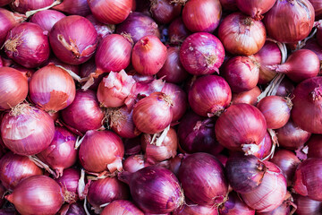 red onions on market