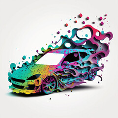 Illustration of Car with Infinite Colors, AI Generated Vector illustration on white background