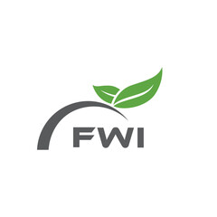 FWI letter nature logo design on white background. FWI creative initials letter leaf logo concept. FWI letter design.

