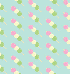 Seamless pattern with Asian cuisine dish dango. Template for fabric, textile, wallpaper, paper, packaging. Vector illustration