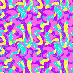 Seamless abstract pattern with wave colorful shapes 