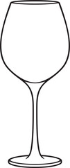 Empty glass of wine. Black and white. Vector illustration.