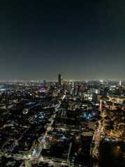 Fototapeta premium Beautiful aerial view of the capital of Mexico city at night.