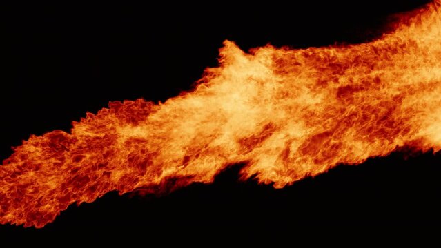 fire flame on black background. animation of a realistic fire background. flame thrower background