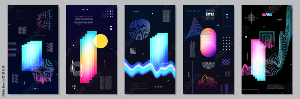 Poster vector illustration. abstract surreal background. memphis pattern. geometric shape. design elements 