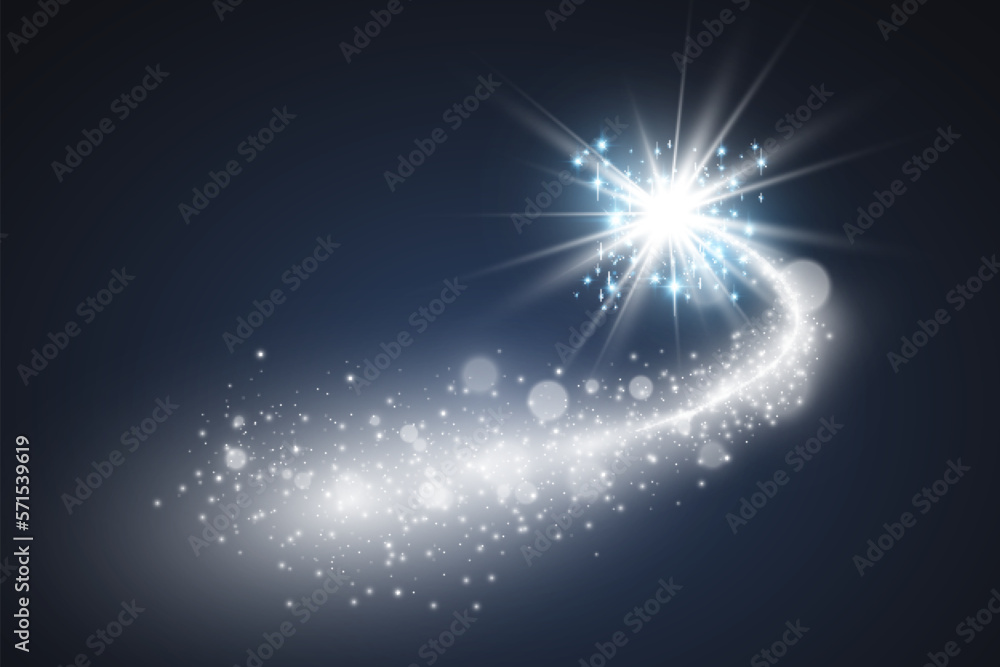 Aufkleber comet on a transparent background. bright star. starry beautiful path. shooting star. comet tail. me