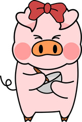 tiny pig loves cooking illustration