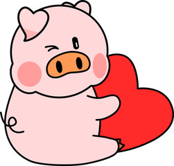 cute little pig fall in love