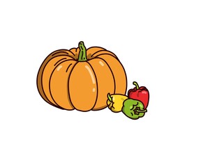 halloween pumpkin with leaves vegetable