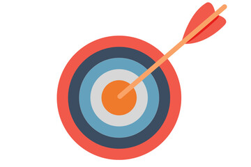 Target Icon. Target bullseye icon. Target board with arrows. Archery sport game Arrow hitting target. Goal achieve and challenge failure Shot miss concept.
