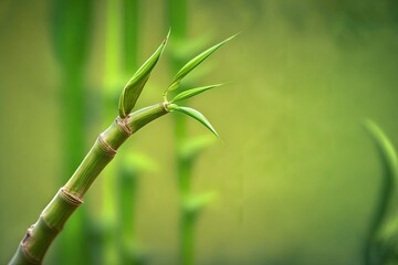 Fototapeta na wymiar Young bamboo shoot on natural green background in bamboo garden. Generative AI