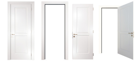 door White golden handle isolated on white background PNG 3D rendering.