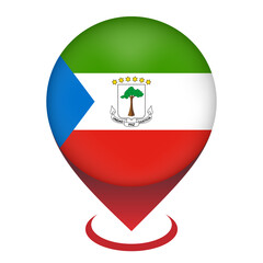 Fototapeta premium Map pointer with contry Equatorial Guinea. Equatorial Guinea flag. Vector illustration.