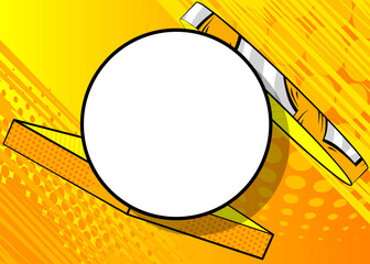 Blank Circle shape on Comic Book Background. Cartoon vector pop art comics background. Yellow Illustration.