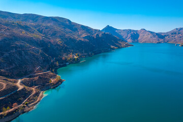 Fototapeta premium Green Canyon Turkey, Manavgat Mountain Lake Aerial top view
