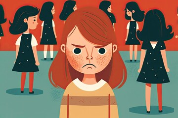 little girl being ostracized and bullied , ai generated