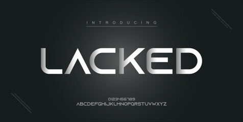 Lacked digital modern alphabet new font. Creative abstract urban, futuristic, fashion, sport, minimal technology typography. Simple vector illustration with number