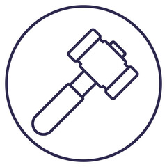 hammer, sledgehammer icon on white, line