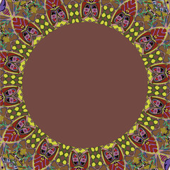 Round frame with a pattern. Vector file for designs
