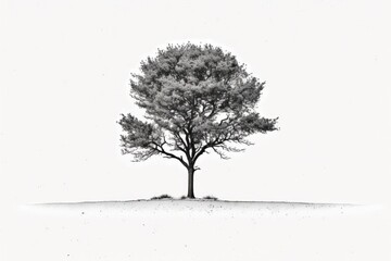 A lone tree can be seen against a white background. solitary group of trees on a white background. Generative AI