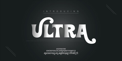 Ultra digital modern alphabet new font. Creative abstract urban, futuristic, fashion, sport, minimal technology typography. Simple vector illustration with number