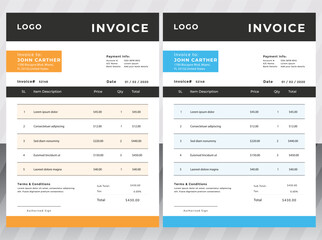 Fototapeta na wymiar minimal clean invoice form template design