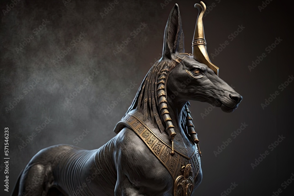 Canvas Prints Big Statue of the Egyptian God Anubis. Generative AI