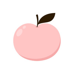 Peach cartoon vector. Doodle peach with leaves icon. Peach fruit in shape of heart isolated on white background. Farm, natural food, fresh fruits.