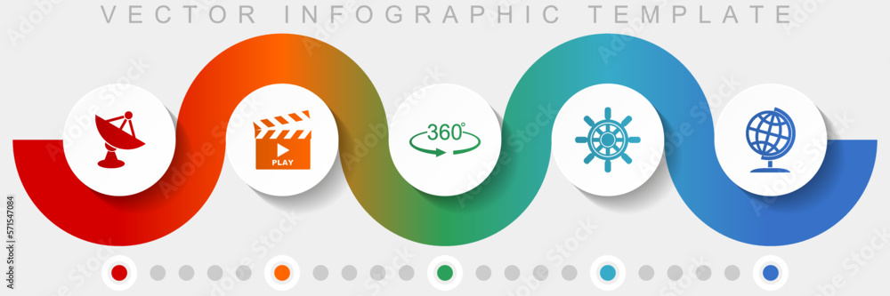 Poster communication infographic vector template with icon set, miscellaneous icons such as satellite anten