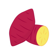 Sweet potato. Organic healthy vegetable. Fresh natural root. Made in vector cartoon flat style. Roasted sweet potato. Japanese Sweet potato.