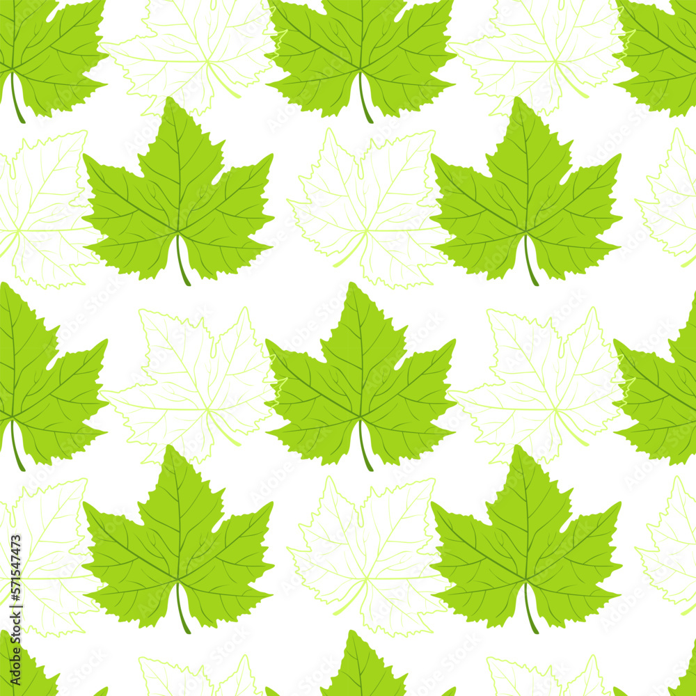 Poster vector seamless pattern with wine grape leaves. beautiful design elements for prints and patterns. g